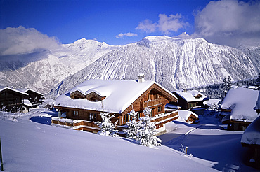 Modern chalets, Courchevel, Trois Vallees, Haute-Savoie, French Alps, France, Europe