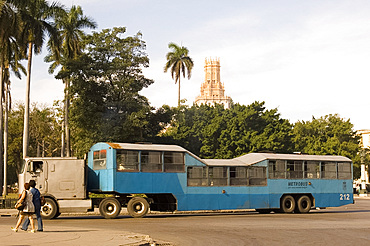 A camello bus in central Havana, Cuba, West Indies, Central America