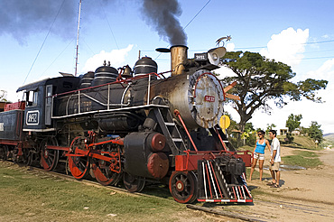 A steam train on the railway originally built to transport the sugar cane crop, in the Valle de los Ingenios, central Cuba, West Indies, Central America