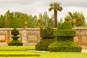 Topiary in the shape of chessmen at the Champ de Bataille, Le Neubourg, Normandy, France, Europe