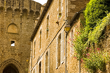 The fortress and old stone house in Dinan, Brittany, France, Europe