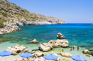 Ladiko or Anthony Quinn Bay, a rocky cove and small beach, Rhodes, Dodecanese, Greek Islands, Greece, Europe