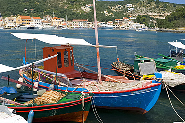 Fishing boats in Gaios, Paxos, Ionian Islands, Greek Islands, Greece, Europe