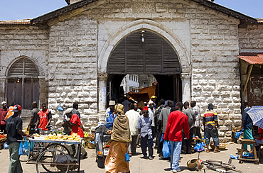 The entrance to the market in Stone Town, Zanzibar, Tanzania, East Africa, Africa