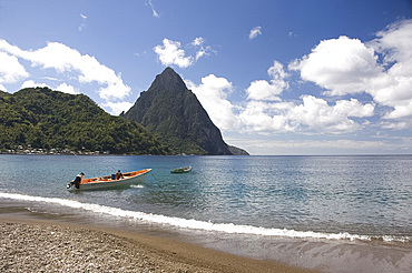 A view of the Pitons near Soufriere in St. Lucia, Windward Islands, West Indies, Caribbean, Central America