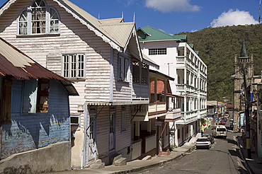 West Indian architecture in the town of Soufriere, St. Lucia, Windward Islands, West Indies, Caribbean, Central America