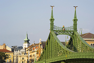 A view of Liberty Bridge and the Pest side, Budapest, Hungary, Europe