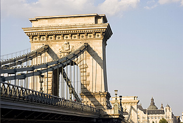 A close-up of the Chain Bridge, Budapest, Hungary, Europe