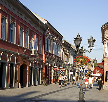 Dunavska Street, a pedestrianized area in the old quarter of Novi Sad, Serbia, Europe