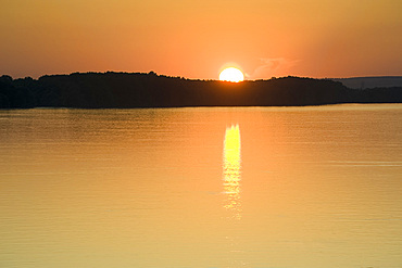 Sunset on the Danube River near Kalocsa, Hungary, Europe