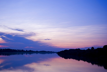 Sunset on the Danube River near Kalocsa, Hungary, Europe