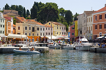 The colourful harbour in Veli Losinj, island of Losinj in the Kvarner region, Croatia, Adriatic, Europe