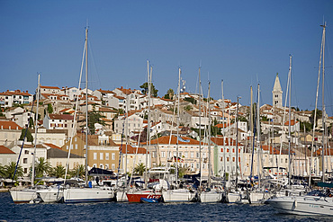 Boats in the harbour in Mali Losinj on the island of Losinj in the Kvarner region, Croatia, Adriatic, Europe