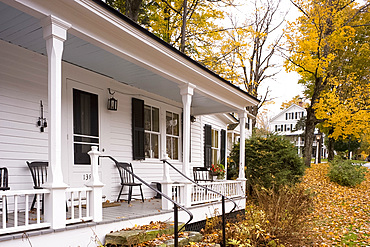 An old house surrounded by autumn leaves in Grafton, Vermont, New England, United States of America, North America