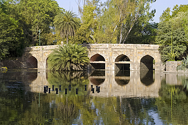 A bridge in the Lodi Gardens, New Delhi, India, Asia