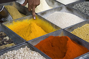 Spices for sale in the Sardar Market in Jodhpur, Rajasthan, India, Asia