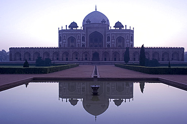 Humayun's Tomb, UNESCO World Heritage Site, the first great example of a Mughal garden tomb, at sunrise, Delhi, India, Asia