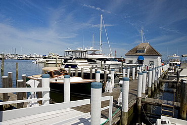 Boats around the yacht club in Sag Harbor, Long Island, New York State, United States of America, North America