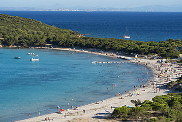 An aerial view of Rondinara Beach near Bonifacio in Corsica, France, Mediterranean, Europe