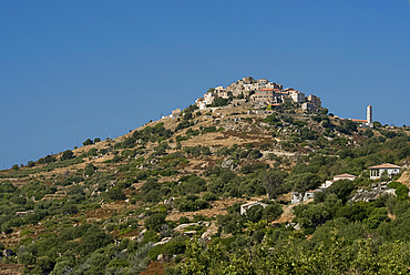 The hilltop village of St. Antonino in the Haute-Balagne region of Corsica, France, Europe