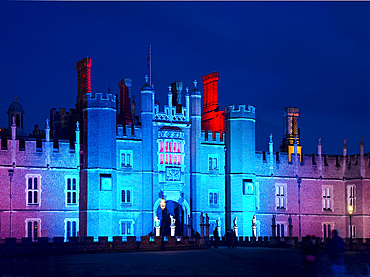 A light show at Hampton Court Palace, Greater London, England, United Kingdom, Europe