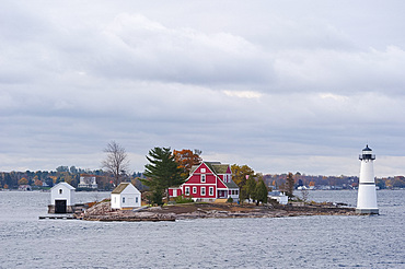 A lighthouse on the St. Lawrence River, New York State, United States of America, North America