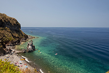 A rocky beach near Malfa on the island of Salina, The Aeolian Islands, UNESCO World Heritage Site, off Sicily, Messina Province, Italy, Mediterranean, Europe