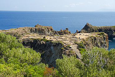 The Bronze Age village on Punta Milazzese on Panarea, The Aeolian Islands, UNESCO World Heritage Site, off Sicily, Messina Province, Italy, Mediterranean, Europe