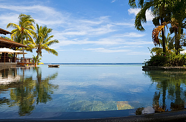 An infinity pool facing the sea at the Lux Le Morne Hotel on Le Morne Brabant Peninsula in south west Mauritius, Indian Ocean, Africa