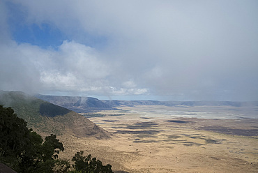 An aerial view of the Ngorongoro Crater, UNESCO World Heritage Site, Tanzania, East Africa, Africa