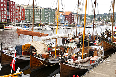 Wooden sailboats at the old boat festival in Trondheim, Trondelag, Norway, Scandinavia, Europe