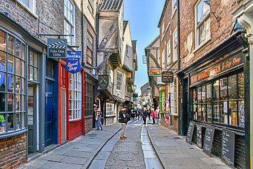 The Shambles, the ancient street of the butchers of York, mentioned in the Doomsday Book of William the Conqueror, York, Yorkshire, England, United Kingdom, Europe