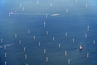 Dutch offshore wind farm with maintenance ship