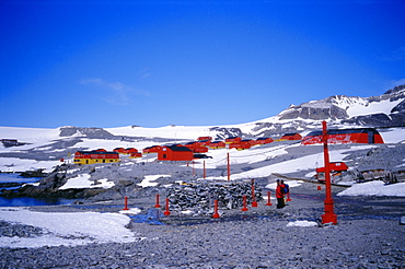 A family community, Argentine Esperanza base, Antarctic Peninsula, Antarctica, Polar Regions