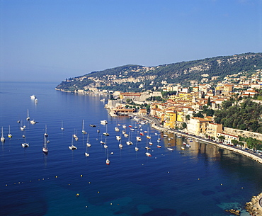 Sailing Boats off the Coast of Villefrance-Sur-Mer, Provence, France