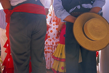 Details of dress, Romeria del Rocio festival, El Rocio, Andalucia (Andalusia), Spain, Europe