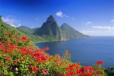 Soufriere and The Pitons, St. Lucia, Windward Islands, West Indies, Caribbean, Central America