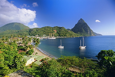 Soufriere and The Pitons, St. Lucia, Windward Islands, West Indies, Caribbean, Central America