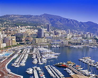 View over the harbour and city, Monte Carlo, Monaco, Cote d'Azur, Europe