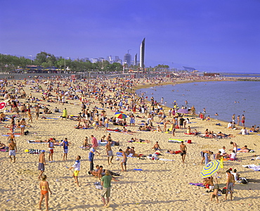 Barcelona Beach, Barcelona, Catalunya (Catalonia) (Cataluna), Spain, Europe