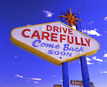 Drive Carefully sign, Las Vegas, Nevada, USA, North America