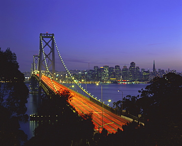 Bay Bridge and city skyline, San Francisco, California, USA, North America