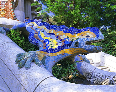 Gaudi architecture, Parc Guell, UNESCO World Heritage Site, Barcelona, Catalunya (Catalonia) (Cataluna), Spain, Europe