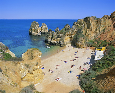 Beaches and cliffs near Lagos, Algarve, Portugal, Europe