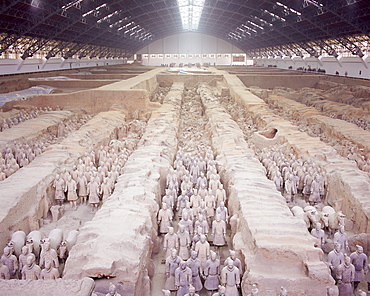 Six thousand terracotta figures two thousand years old, Army of Terracotta Warriors, from the tomb of the First Emperor of China, Qin Shi Huang, Xian, Shaanxi Province, China, Asia