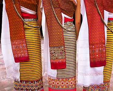 Close-up of traditional North Thai dance costume, Chiang Mai, Thailand, Southeast Asia, Asia