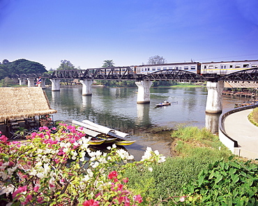 The Death Railway bridge on the River Kwai (Saphan Mae Nam Khwae Yai), Kanchanaburi, Kanchanaburi Province, Thailand, Southeast Asia, Asia