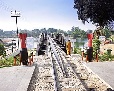 The Death Railway bridge on the River Kwai (Saphan Mae Nam Khwae Yai), Kanchanaburi, Kanchanaburi Province, Thailand, Southeast Asia, Asia