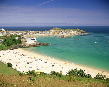 Porthminster beach and harbour, St. Ives, Cornwall, England, United Kingdom, Europe