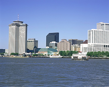 City skyline and Mississippi River, New Orleans, Louisiana, United States of America, North America